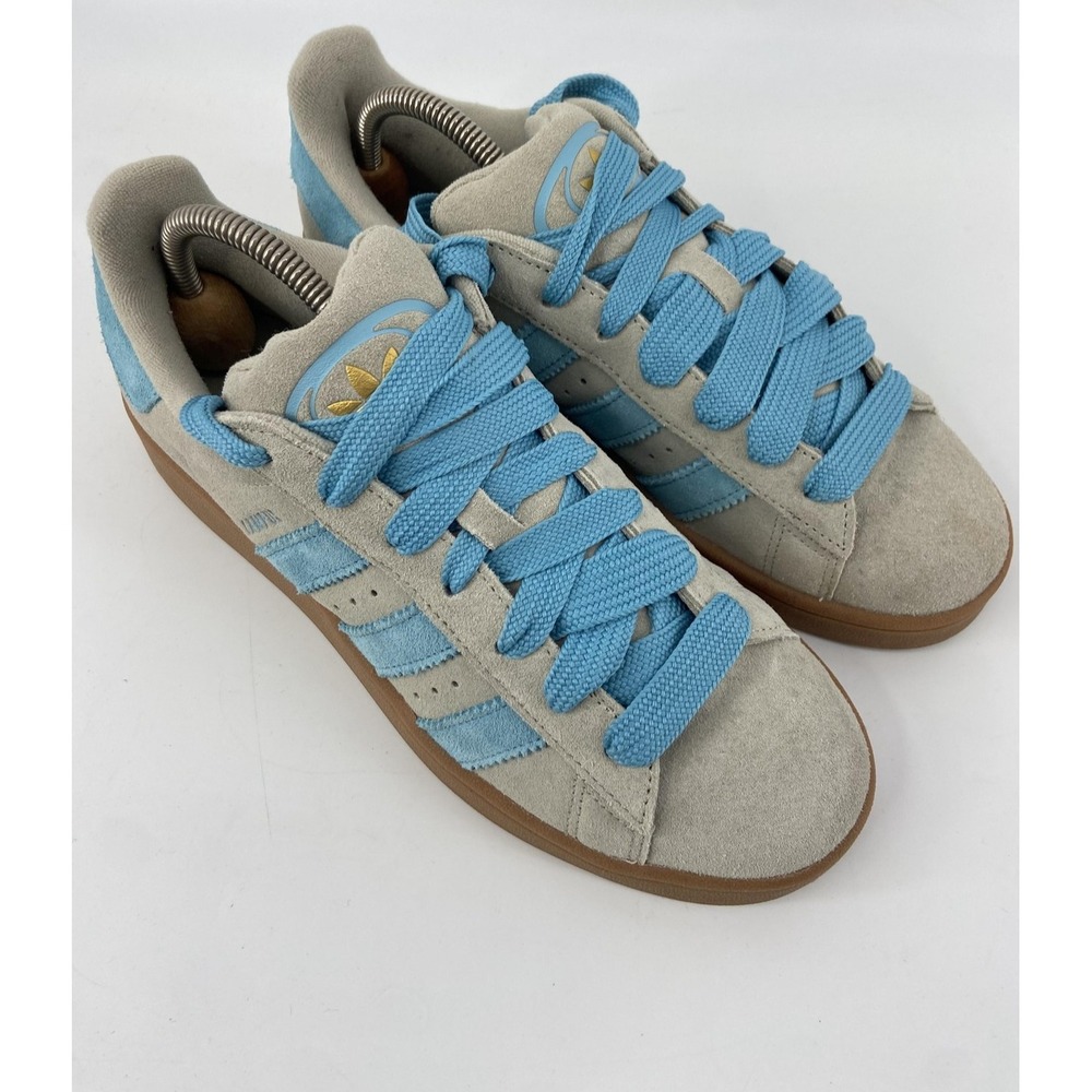 Adidas Campus Shoes Womens 9.5‎ Blue Gray Suede Gum Sneaker Casual Retro